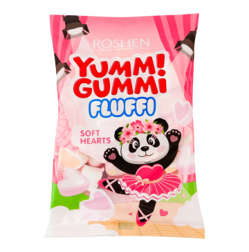 Цукерки Маршмелоу Soft hearts Fluffi Yummi Gummi Roshen м/у 65г