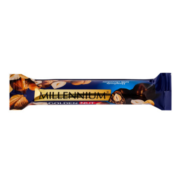 Шоколад молочний з начинкою та цілими горіхами Golden Nut Millennium м/у 40г