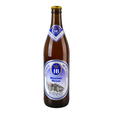 Пиво 0.5л 5.1% світле нефільтроване солодове пастеризоване Munchner Weisse Hofbrau Munchen пл
