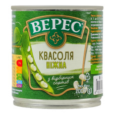 Квасоля відварена стерилізована Ніжна Верес з/б 200г