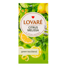 Бленд чаю трав'яного та зеленого байхового дрібного з ароматом лимону Citrus melissa Lovare к/у 24х1.5г