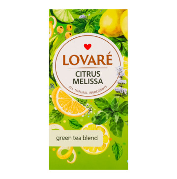 Бленд чаю трав'яного та зеленого байхового дрібного з ароматом лимону Citrus melissa Lovare к/у 24х1.5г