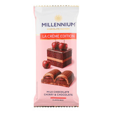 Шоколад молочний з кремовою та вишневою начинками La creme edition Millennium м/у 100г Шоколад молочний з кремовою та вишневою начинками La creme edition Millennium м/у 100г