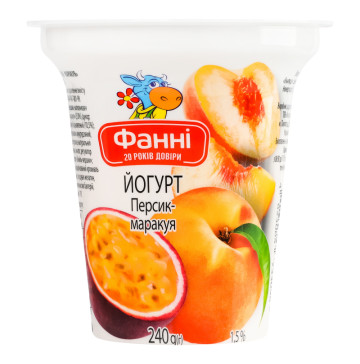 Йогурт 1.5% Персик-маракуя Фанні ст 240г