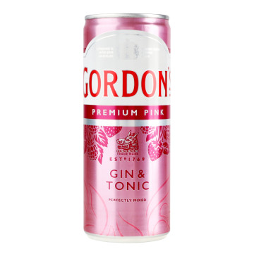 Напій слабоалкогольний 0.25л 6.4% газований Pink Gin&Tonic Gordon's з/б