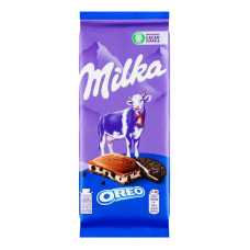 Шоколад молочний з молочною начинкою зі смаком ванілі та шматочками печива Oreo Milka м/у 100г