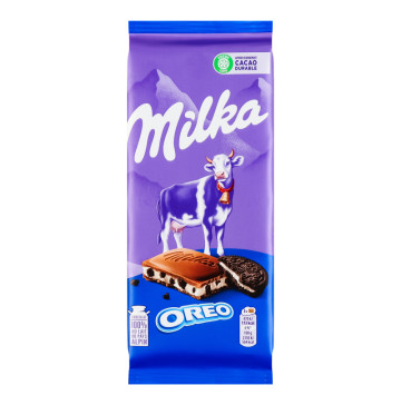 Шоколад молочний з молочною начинкою зі смаком ванілі та шматочками печива Oreo Milka м/у 100г
