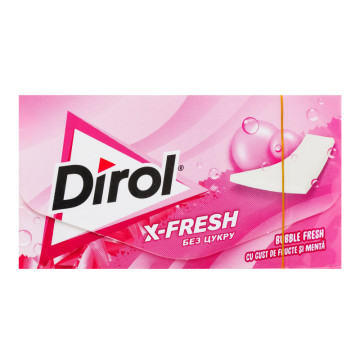 Гумка жувальна в пластинках без цукру зі смаком фруктів та м'яти Bubble fresh X-Fresh Dirol к/у 13.5г
