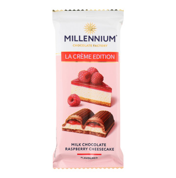 Шоколад молочний з кремовою та малиновою начинками La creme edition Millennium м/у 100г