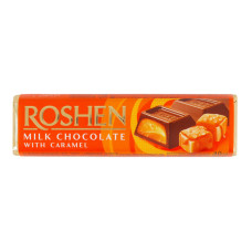 Батон молочно-шоколадний з карамельною начинкою Roshen м/у 40г Батон молочно-шоколадний з карамельною начинкою Roshen м/у 40г
