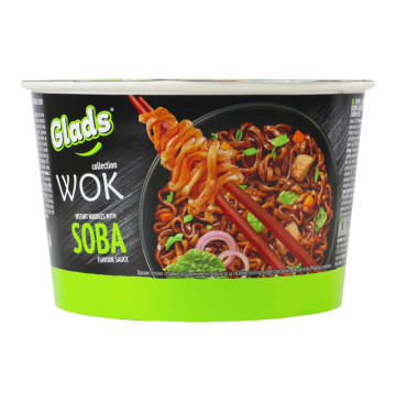 Локшина швидкого приготування з соусом Соба Wok Glads ст 95г
