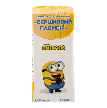 Коктейль молочний 2% ультрапастеризований Вершковий пломбір Minions т/п 200г
