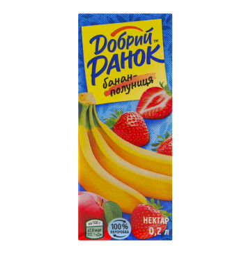 Нектар з м'якоттю стерилізований Банан-полуниця Добрий Ранок т/п 0.2л