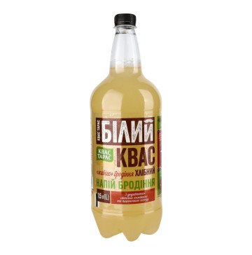 Напій бродіння хлібний пастеризований газований Білий Квас Тарас п/пл 1.5л