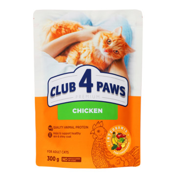 Корм сухий повнораціонний для дорослих котів Курка Premium Club 4 Paws д/п 300г