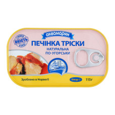 Печінка тріски натуральна По-угорськи Аквамарин з/б 115г