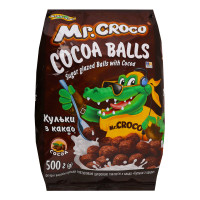 Сніданки сухі глазуровані цукровою глазур'ю Кульки з какао Mr. Croco м/у 500г