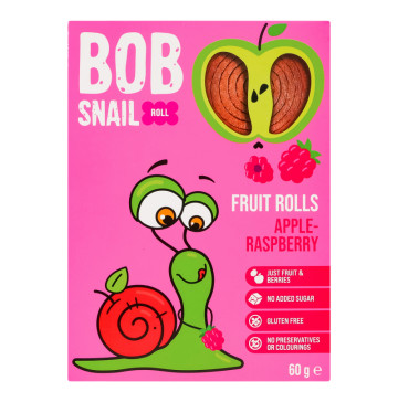Цукерки фруктово-ягідні натуральні Яблуко-малина Roll Bob Snail к/у 60г