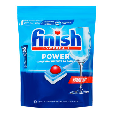 Засіб для миття посуду в посудомийних машинах у таблетках Power All in 1 Powerball Finish 20шт