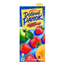 Сік з м'якоттю стерилізований Яблуко-полуниця Добрий Ранок т/п 1л