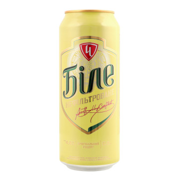 Пиво 0.5л 4.8% світле пшеничне нефільтроване пастеризоване Біле Чернігівське з/б