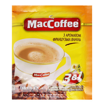 Напій кавовий розчинний з ароматом французька ваніль MacCoffee 3в1 м/у 18г