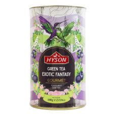 Чай зелений байховий листовий з ароматом лохини та соу-сепу Exotic Fantasy Gourmet Hyson тубус 100г