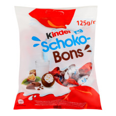 Цукерки з молочного шоколаду з молочною начинкою та горіхами Schoko-Bons Kinder м/у 125г