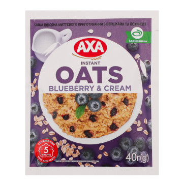 Каша вівсяна миттєвого приготування Blueberry&Cream Axa м/у 40г