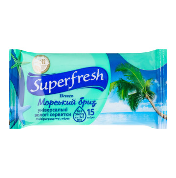 Серветки вологі універсальні Flower Superfresh 15шт