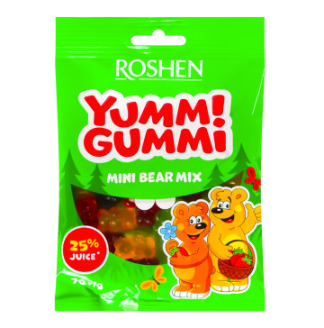 Цукерки желейні Mini Bear Mix Yummi Gummi Roshen м/у 70г