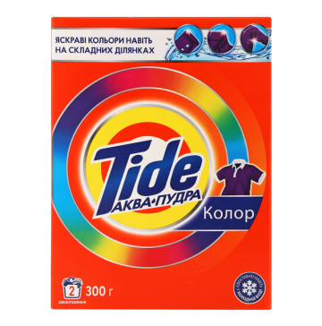 Засіб мийний синтетичний порошкоподібний Color Аква-Пудра Tide 300г