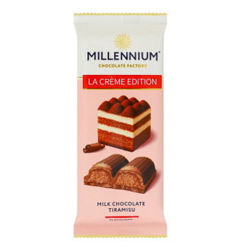 Шоколад молочний з кремовою начинкою зі смаком Тірамісу La creme edition Millennium м/у 100г