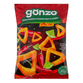 Трикутники кукурудзяні гострі зі смаком чилі та лайма Gonzo м/у 40г