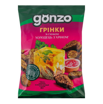Сухарики житні зі смаком холодцю з хріном Грінки Gonzo м/у 50г