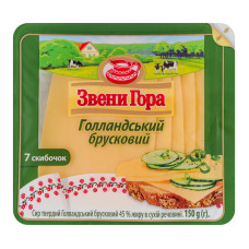 Сир 45% твердий нарізка Голландський брусковий Звени Гора лоток 150г Сир 45% твердий нарізка Голландський брусковий Звени Гора лоток 150г