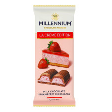 Шоколад молочний з кремовою начинкою зі смаком Полуничний чізкейк La creme edition Millennium м/у 100г