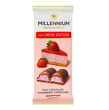Шоколад молочний з кремовою начинкою зі смаком Полуничний чізкейк La creme edition Millennium м/у 100г