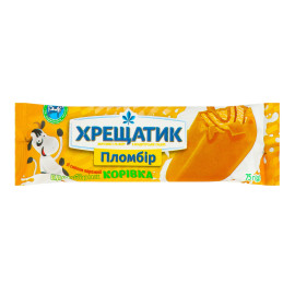 Морозиво 12% пломбір зі смаком карамелі Корівка Хрещатик м/у 75г