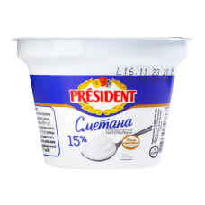 Сметана 15% President ст 180г