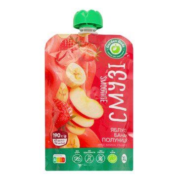 Пюре фруктове гомогенізоване стерилізоване Смузі яблуко-банан-полуниця Garden Gadz д/п 190г