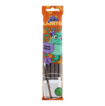 Соломинка для молока з розчинними цукровими гранулами зі смаком какао Lakito м/у 5х6г