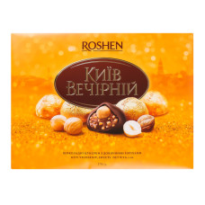 Цукерки глазуровані шоколадною глазур'ю Київ вечірній Roshen к/у 176г