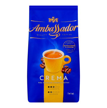 Кава натуральна смажена в зернах Crema Ambassador м/у 1кг