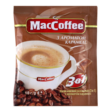 Напій кавовий розчинний з ароматом карамелі 3в1 MacCoffee м/у 18г