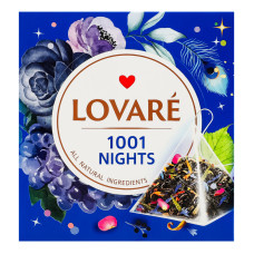 Бленд чаю чорного та зеленого листового з пелюстками квітів та ароматом винограду 1001 ніч Lovare до/в 15х2г