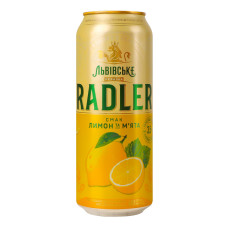Пиво спеціальне 480мл 3.5% світле пастеризоване Лимон та м'ята Radler Львівське з/б