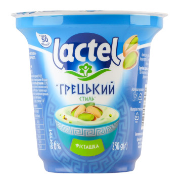 Йогурт 6% Грецький стиль Фісташка Lactel ст 230г