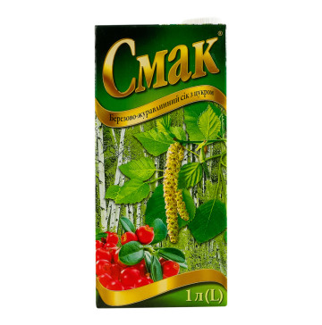 Сік стерилізований з цукром березово-журавлинний Смак т/п 1л