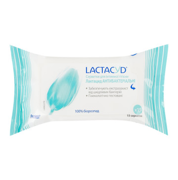 Серветки для інтимної гігієни Антибактеріальні Lactacyd 15шт